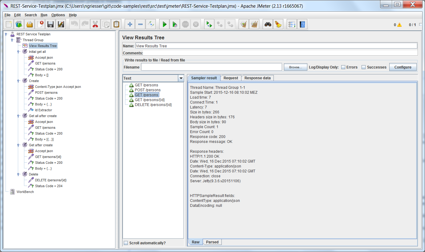 View results tree