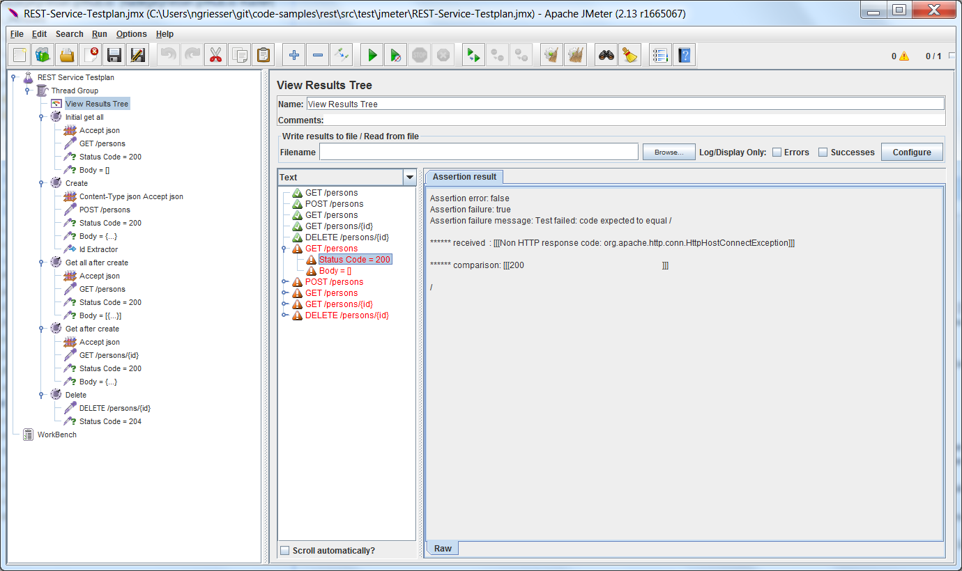 View results tree